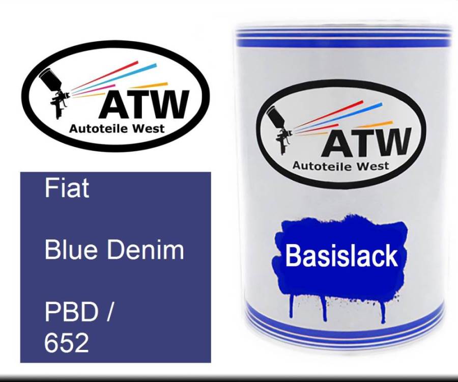 Fiat, Blue Denim, PBD / 652: 500ml Lackdose, von ATW Autoteile West.